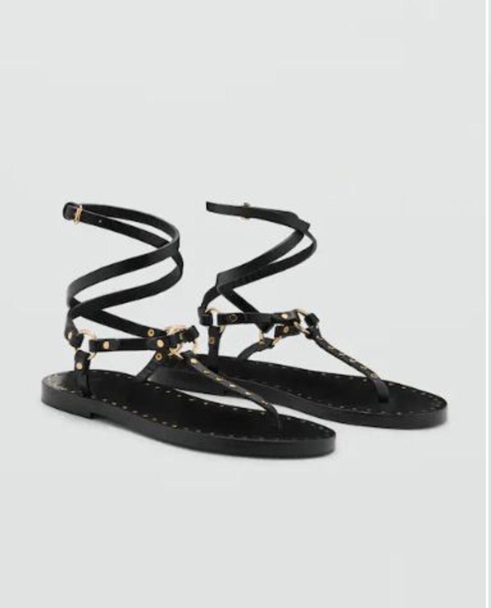 MANGO MNG Black Leather Strappy Sandals Women’s EU 40 NEW